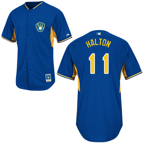 Sean Halton #11 MLB Jersey-Milwaukee Brewers Men's Authentic 2014 Blue Cool Base BP Baseball Jersey